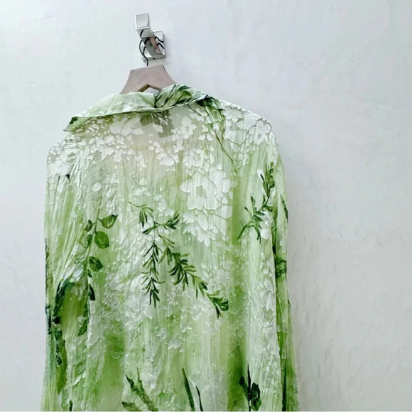 Sheer Pure Silk Y2K Fairy Core Blouse in Keylime Green Medium - Picture 10 of 10